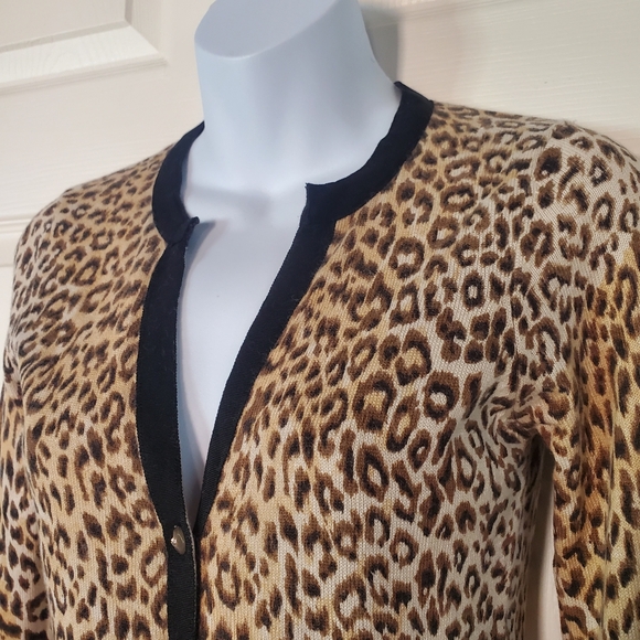 Charlotte Tarantola Leopard Print Embellished Cardigan Sweater Silk Angora Small - Picture 3 of 11